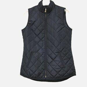 Old Navy Quilted Zip Vest Classic Preppy Layer Light Slim Women Medium Tall Navy
